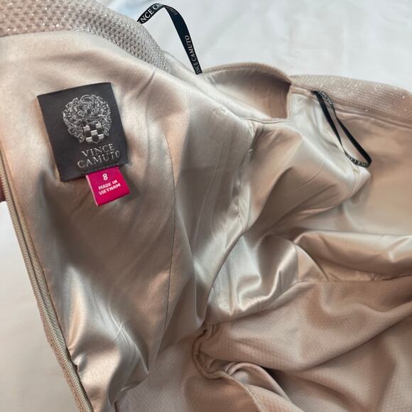Vince Camuto Champagne Shimmer Off The Shoulder Sheath Dress Size 8 NWT - Picture 5 of 10